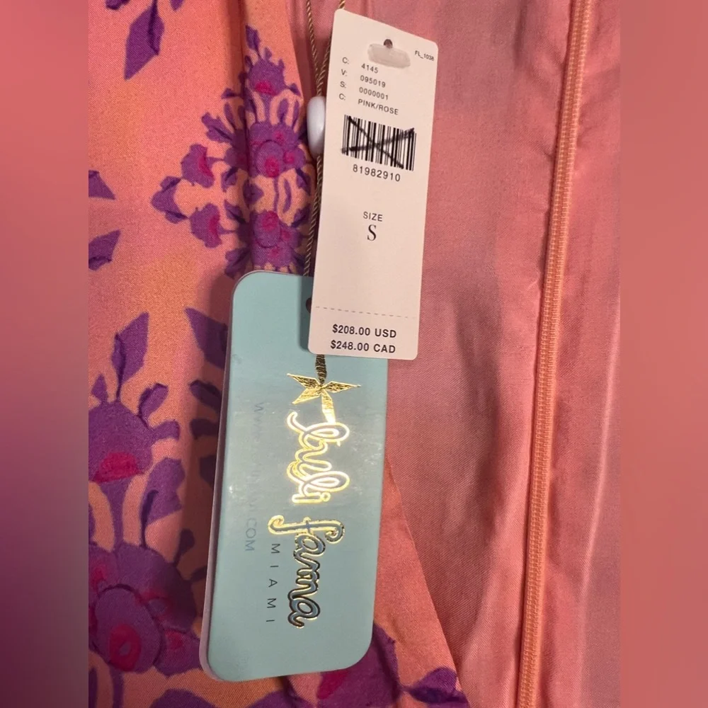 NWT Luli Fama x Anthropologie Printed Deep-V maxi Dress in pink - Picture 9 of 9